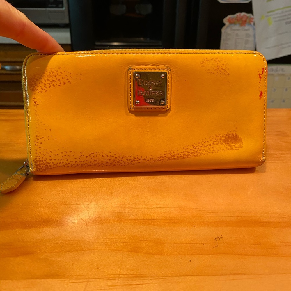 Dooney Bourke Yellow Patent Leather Clutch Wallet